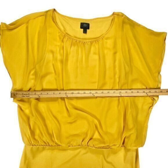 JM Collection Top Womens Sz Large Yellow Flutter-Sleeve Career Scoop Neck Blouse - Picture 12 of 16